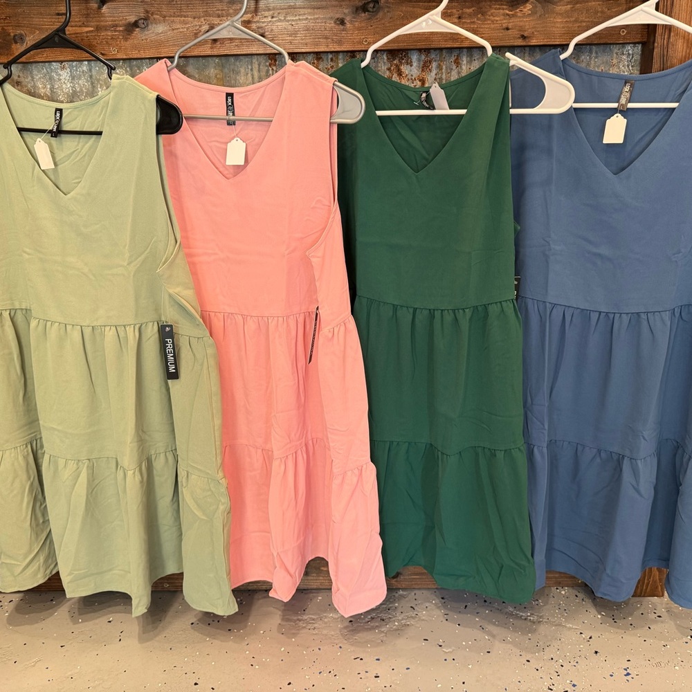 Sleeveless Tiered Dresses in Assorted Colors